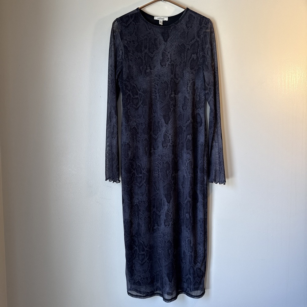 Edited‎ Dress Snake Print Mesh Grunge Womens Size M Club Going Out Fitted